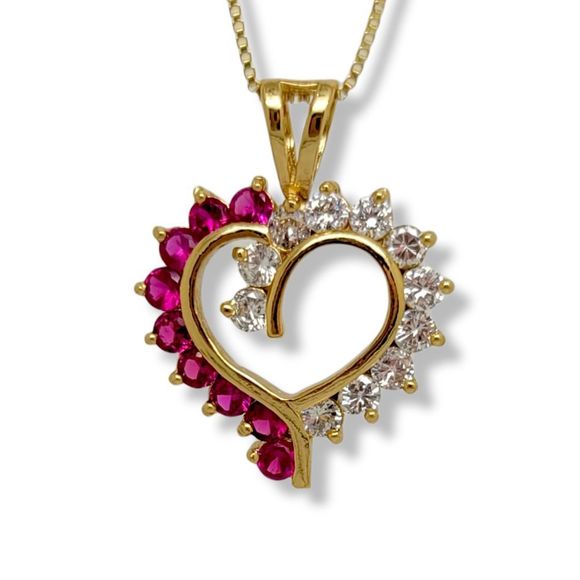 Classic Vintage Simulated Ruby Diamond 1cttw round Gold Plated 925 Pendant 18" - Picture 1 of 5